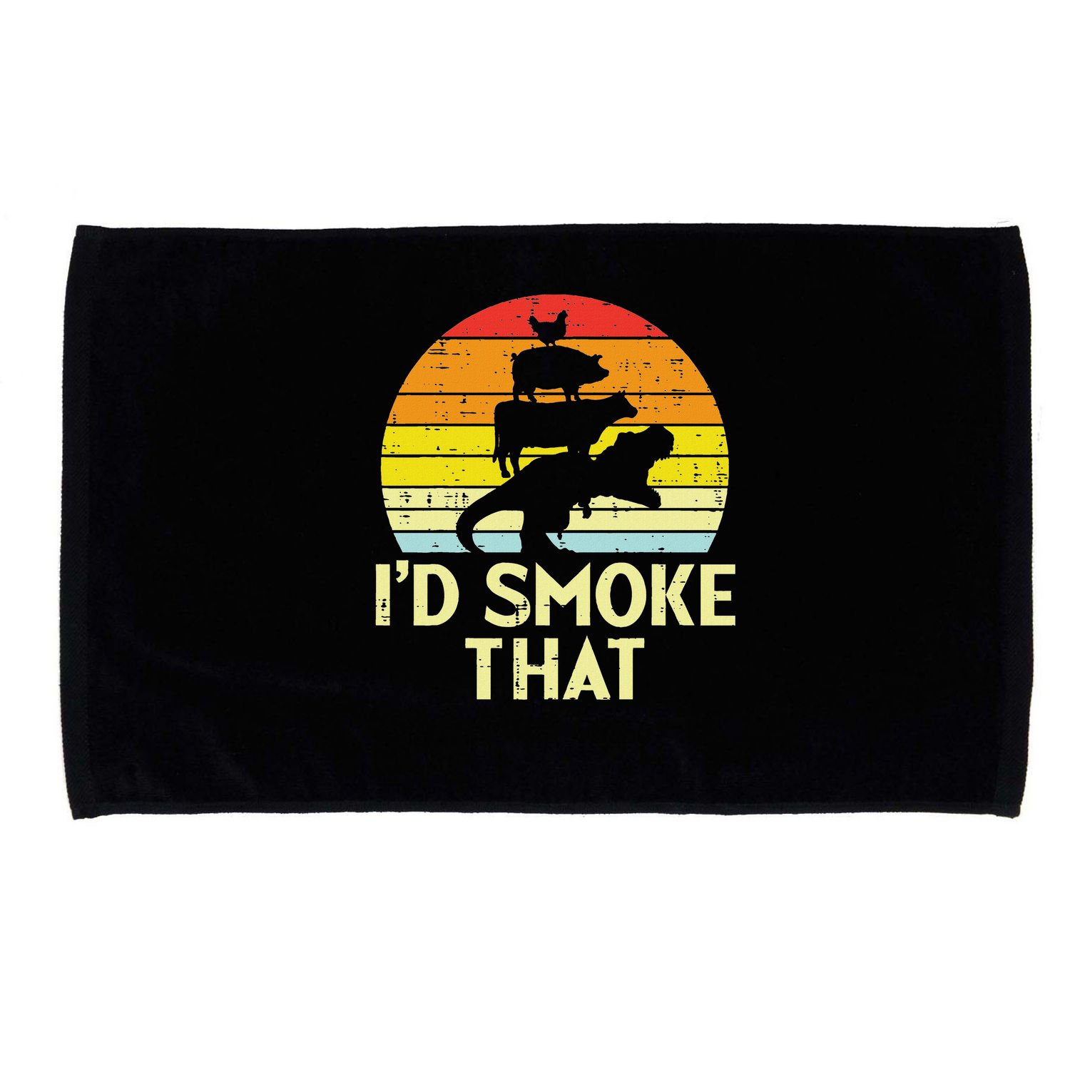 Id Smoke That Chicken Pork Beef Trex Retro Dinosaur Bbq Microfiber Hand Towel