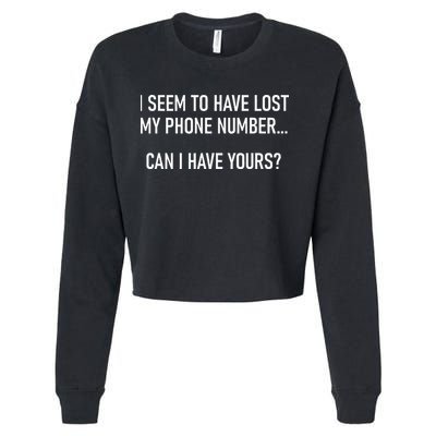 I Seem To Have Lost My Phone Number Funny Pickup Lines Cropped Pullover Crew