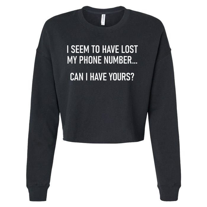 I Seem To Have Lost My Phone Number Funny Pickup Lines Cropped Pullover Crew