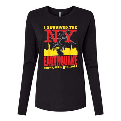 I Survived The Nyc Earthquake Womens Cotton Relaxed Long Sleeve T-Shirt