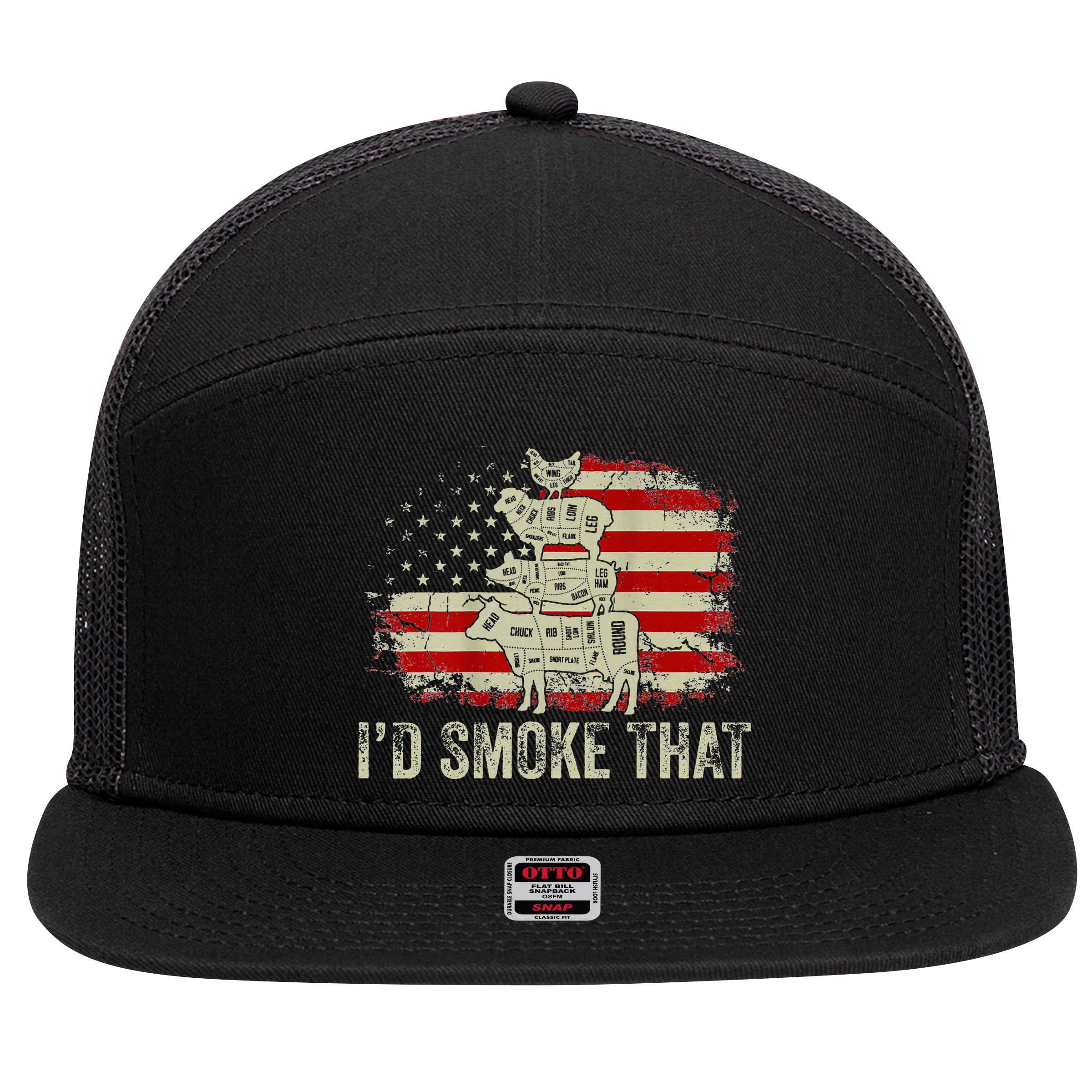 Id smoke that Grillers Chef Pitmaster Outdoor Camping BBQ 7 Panel Mesh Trucker Snapback Hat