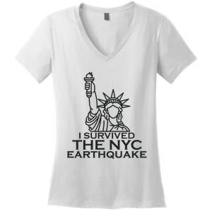 I Survived The New York Earthquake April 2024 Women's V-Neck T-Shirt