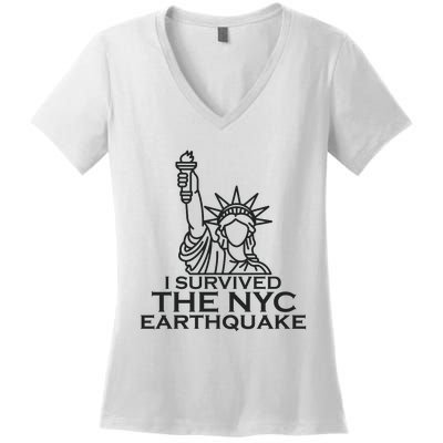 I Survived The New York Earthquake April 2024 Women's V-Neck T-Shirt