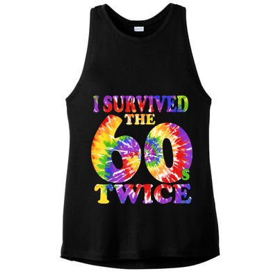 I Survived The Sixties 60s Twice Tie Dye 70th Birthday Ladies PosiCharge Tri-Blend Wicking Tank
