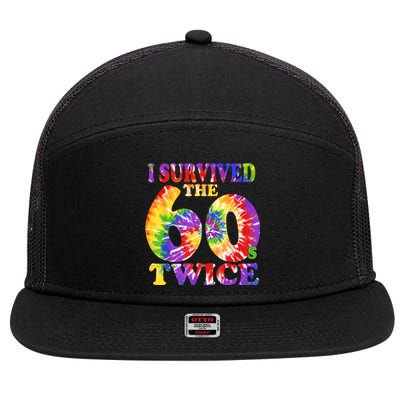 I Survived The Sixties 60s Twice Tie Dye 70th Birthday 7 Panel Mesh Trucker Snapback Hat