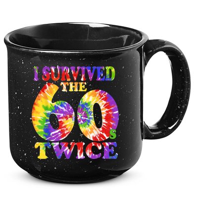 I Survived The Sixties 60s Twice Tie Dye 70th Birthday 15oz Campfire Ceramic Mug