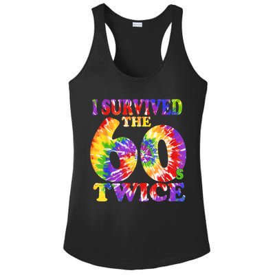 I Survived The Sixties 60s Twice Tie Dye 70th Birthday Ladies PosiCharge Competitor Racerback Tank