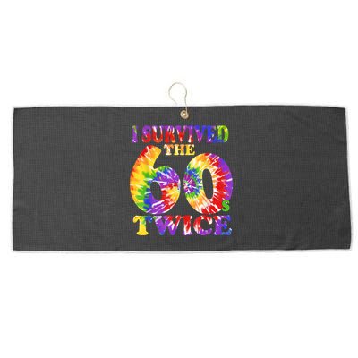 I Survived The Sixties 60s Twice Tie Dye 70th Birthday Large Microfiber Waffle Golf Towel