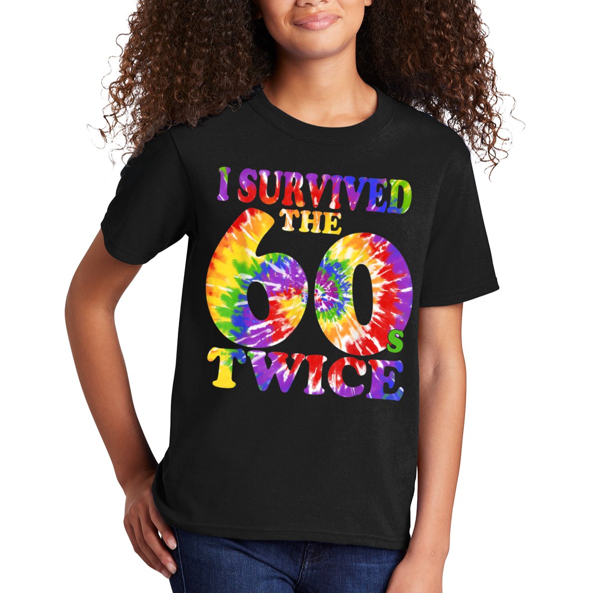 I Survived The Sixties 60s Twice Tie Dye 70th Birthday Kids T-Shirt