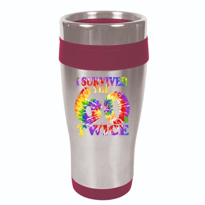 I Survived The Sixties 60s Twice Tie Dye 70th Birthday 16oz Travel Tumbler