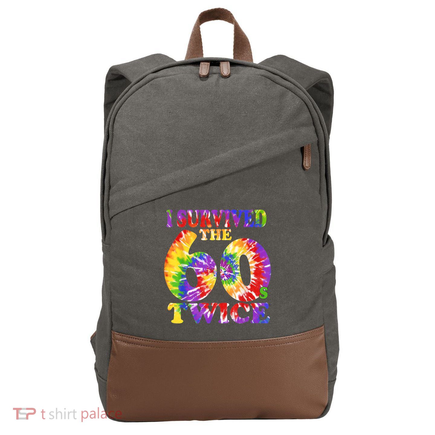 I Survived The Sixties 60s Twice Tie Dye 70th Birthday Cotton Canvas Backpack