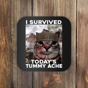 I Survived Today’S Tummy Ache Cat Coaster