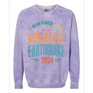 I Survived The Great New Jersey Earthquake 2024 Colorblast Crewneck Sweatshirt