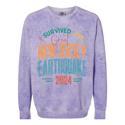 I Survived The Great New Jersey Earthquake 2024 Colorblast Crewneck Sweatshirt