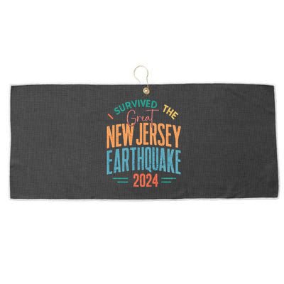 I Survived The Great New Jersey Earthquake 2024 Large Microfiber Waffle Golf Towel