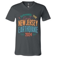 I Survived The Great New Jersey Earthquake 2024 V-Neck T-Shirt