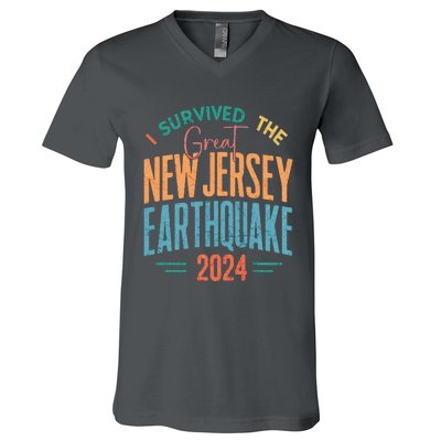 I Survived The Great New Jersey Earthquake 2024 V-Neck T-Shirt