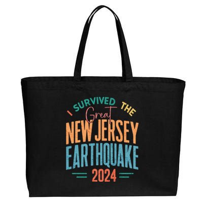 I Survived The Great New Jersey Earthquake 2024 Cotton Canvas Jumbo Tote