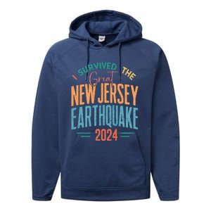 I Survived The Great New Jersey Earthquake 2024 Performance Fleece Hoodie