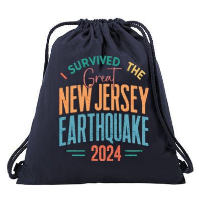 I Survived The Great New Jersey Earthquake 2024 Drawstring Bag