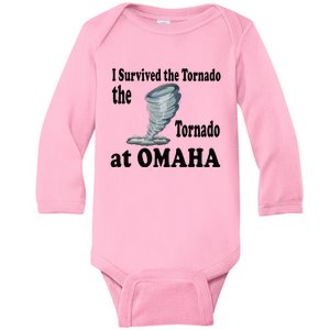 I Survived The Tornado At Omaha Funny Natural Disaster Baby Long Sleeve Bodysuit