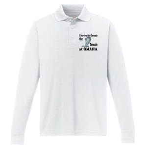 I Survived The Tornado At Omaha Funny Natural Disaster Performance Long Sleeve Polo