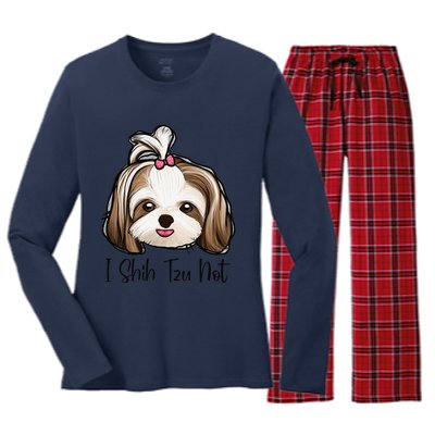 I Shih Tzu Not Funny Shih Tzu Mom Dog Lovers Mothers Day Women's Long Sleeve Flannel Pajama Set 