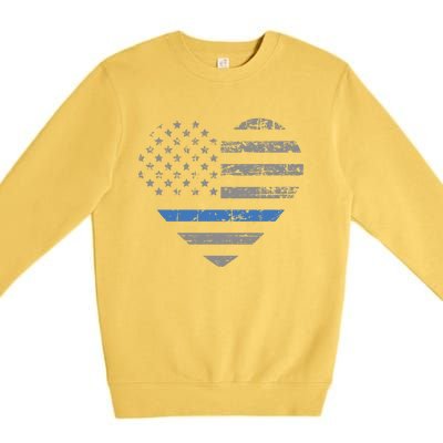 I Support The Thin Blue Line Heart Flag Gift Premium Crewneck Sweatshirt