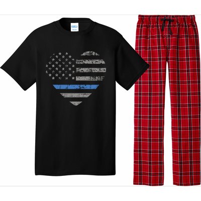 I Support The Thin Blue Line Heart Flag Gift Pajama Set