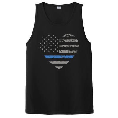 I Support The Thin Blue Line Heart Flag Gift PosiCharge Competitor Tank