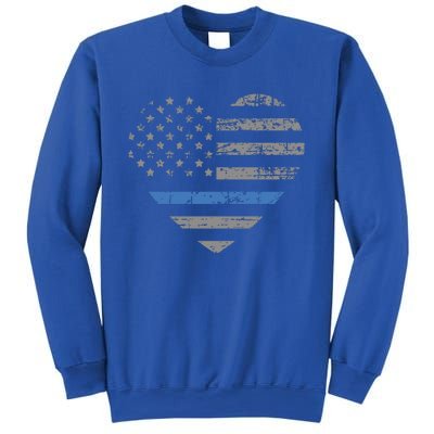 I Support The Thin Blue Line Heart Flag Gift Sweatshirt