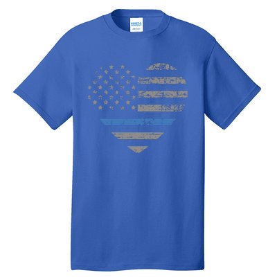 I Support The Thin Blue Line Heart Flag Gift Tall T-Shirt