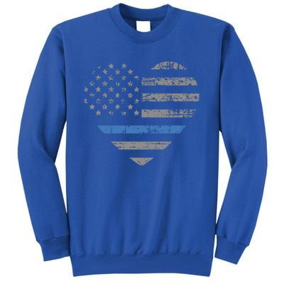 I Support The Thin Blue Line Heart Flag Gift Tall Sweatshirt