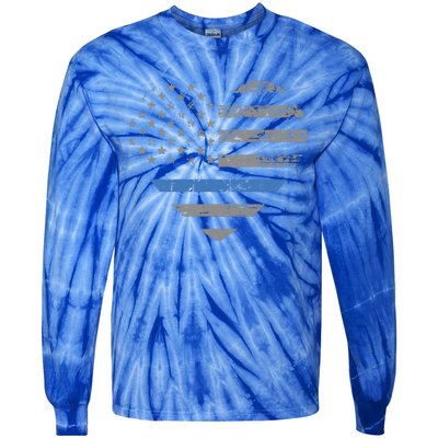 I Support The Thin Blue Line Heart Flag Gift Tie-Dye Long Sleeve Shirt