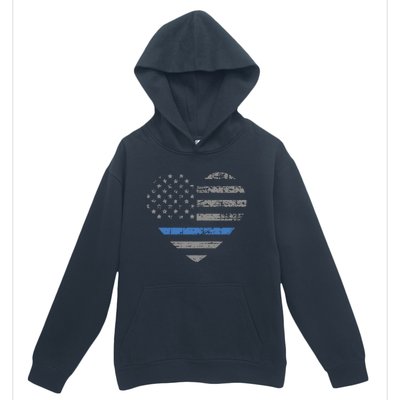 I Support The Thin Blue Line Heart Flag Gift Urban Pullover Hoodie