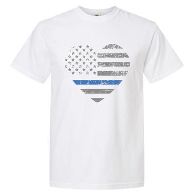 I Support The Thin Blue Line Heart Flag Gift Garment-Dyed Heavyweight T-Shirt