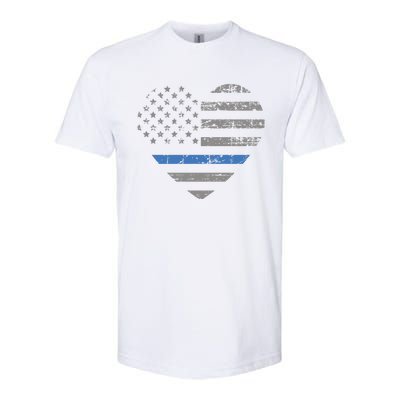 I Support The Thin Blue Line Heart Flag Gift Softstyle CVC T-Shirt