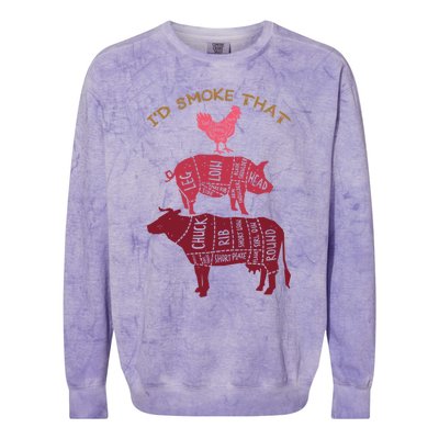 Id Smoke That Barbecue Gift Colorblast Crewneck Sweatshirt