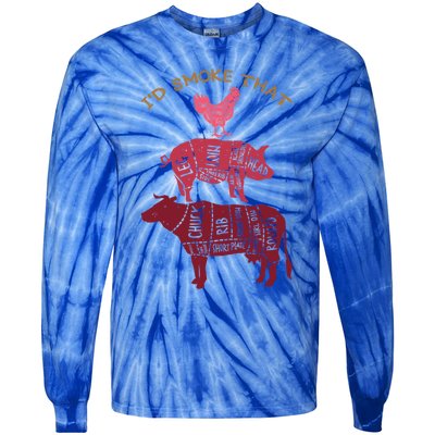 Id Smoke That Barbecue Gift Tie-Dye Long Sleeve Shirt