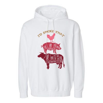 Id Smoke That Barbecue Gift Garment-Dyed Fleece Hoodie