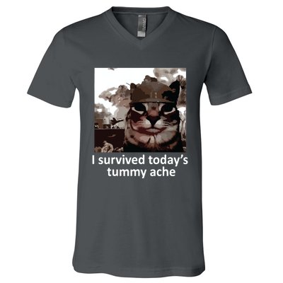 I Survived Todays Tummy Ache V-Neck T-Shirt