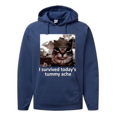 I Survived Todays Tummy Ache Performance Fleece Hoodie