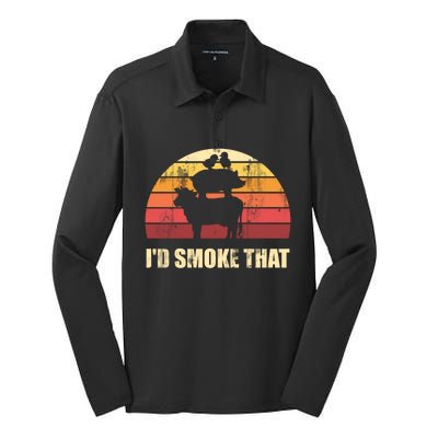 Id Smoke That Barbecue Gift Silk Touch Performance Long Sleeve Polo