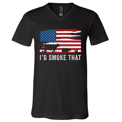 Id Smoke That Barbecue V-Neck T-Shirt