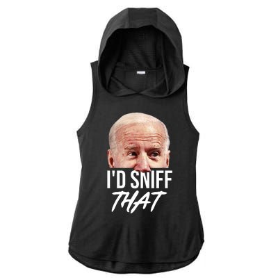 I'd Sniff That Funny Joe Biden Ladies PosiCharge Tri-Blend Wicking Draft Hoodie Tank