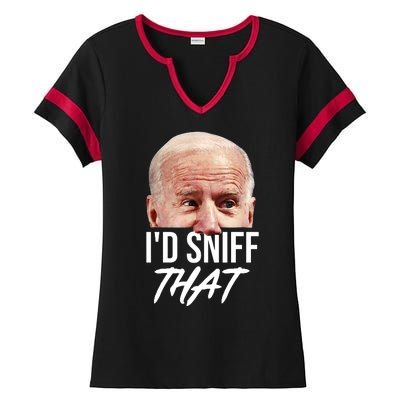 I'd Sniff That Funny Joe Biden Ladies Halftime Notch Neck Tee