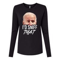 I'd Sniff That Funny Joe Biden Womens Cotton Relaxed Long Sleeve T-Shirt