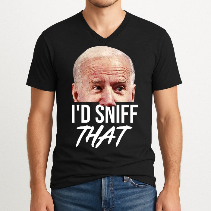 I'd Sniff That Funny Joe Biden V-Neck T-Shirt