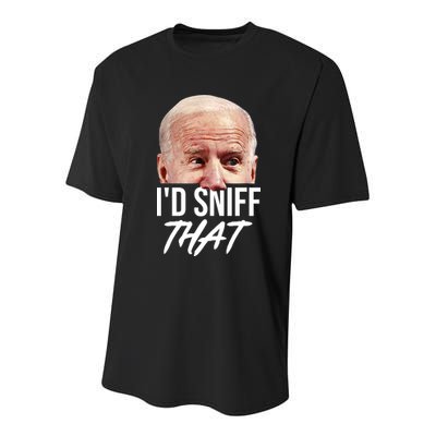 I'd Sniff That Funny Joe Biden Youth Performance Sprint T-Shirt