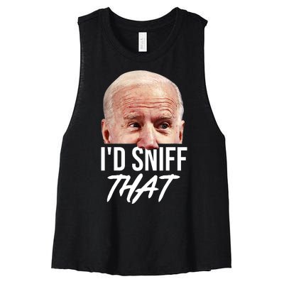 I'd Sniff That Funny Joe Biden Women's Racerback Cropped Tank